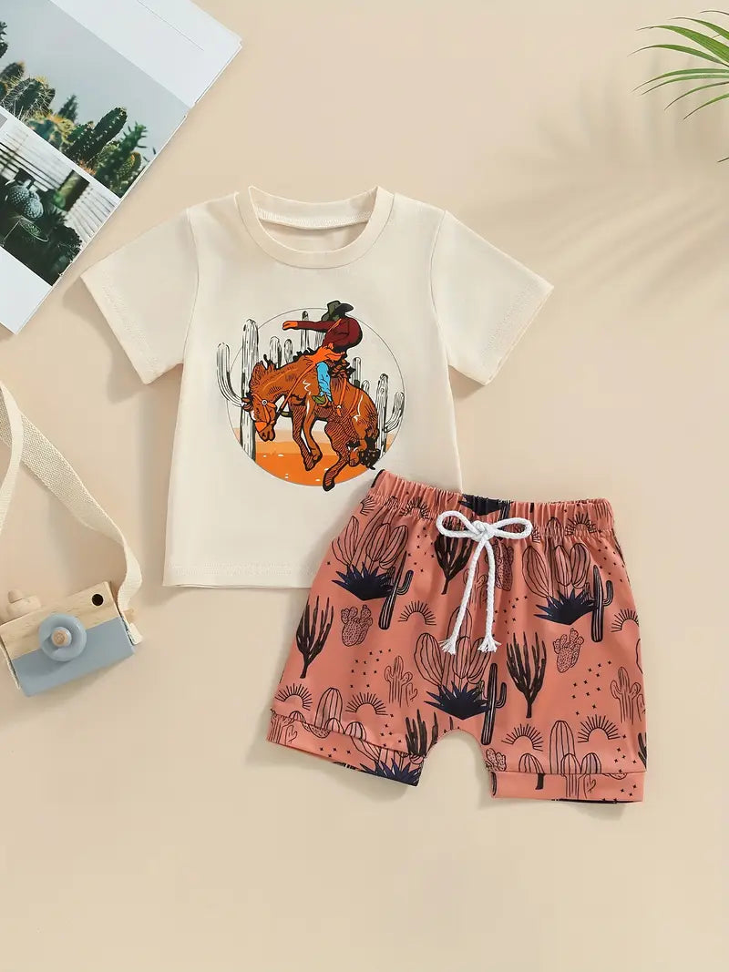 Load image into Gallery viewer, TMCHD13 - Baby Boys 2 Piece Cowboy Print Outfit
