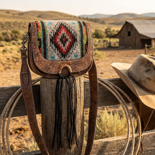 23123531 - Justin Ladies Saddle Bag Southwestern Blanket W/ Tooling