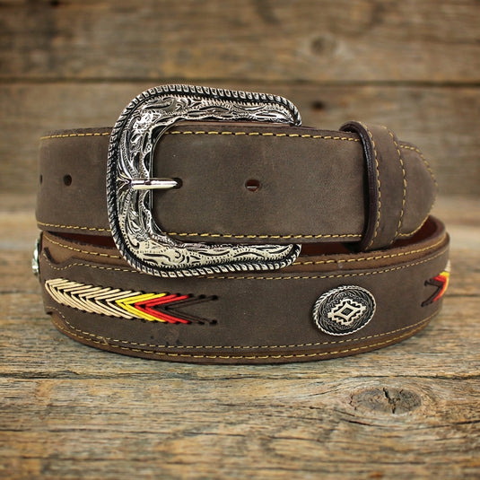 B1001 - RockinLeather Cowhide Leather Belt w/ Aztec Designs