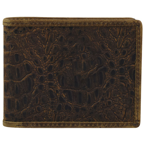 22100138W4 - Tony Lama Large Bifold Wallet, Dark Brown Hornback Embossed