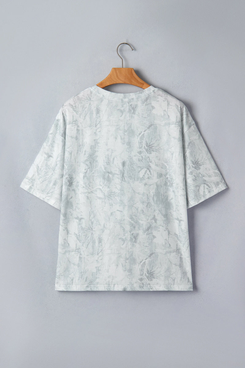 Load image into Gallery viewer, DLLS710 - Ladies Gray Love Like Jesus Camouflage Oversized T Shirt
