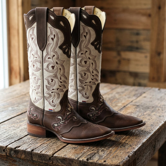 2157 - RockinLeather Women's Handcrafted Genuine Cowhair Leather Boot with Overlay