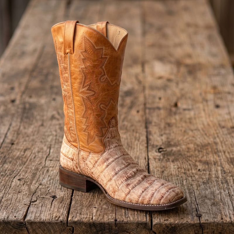 Load image into Gallery viewer, CP5011 - Cowboy Prayer Men's Natural Gator Print Western Boots
