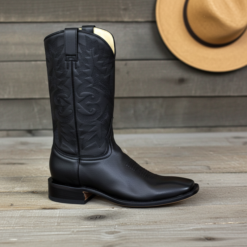 Load image into Gallery viewer, 1124 - RockinLeather Men&#39;s Black Square Toe Western Boot

