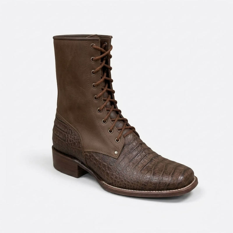 Load image into Gallery viewer, CP5002 - Cowboy Prayer Men's Gator Print Lace Up Packer Boots
