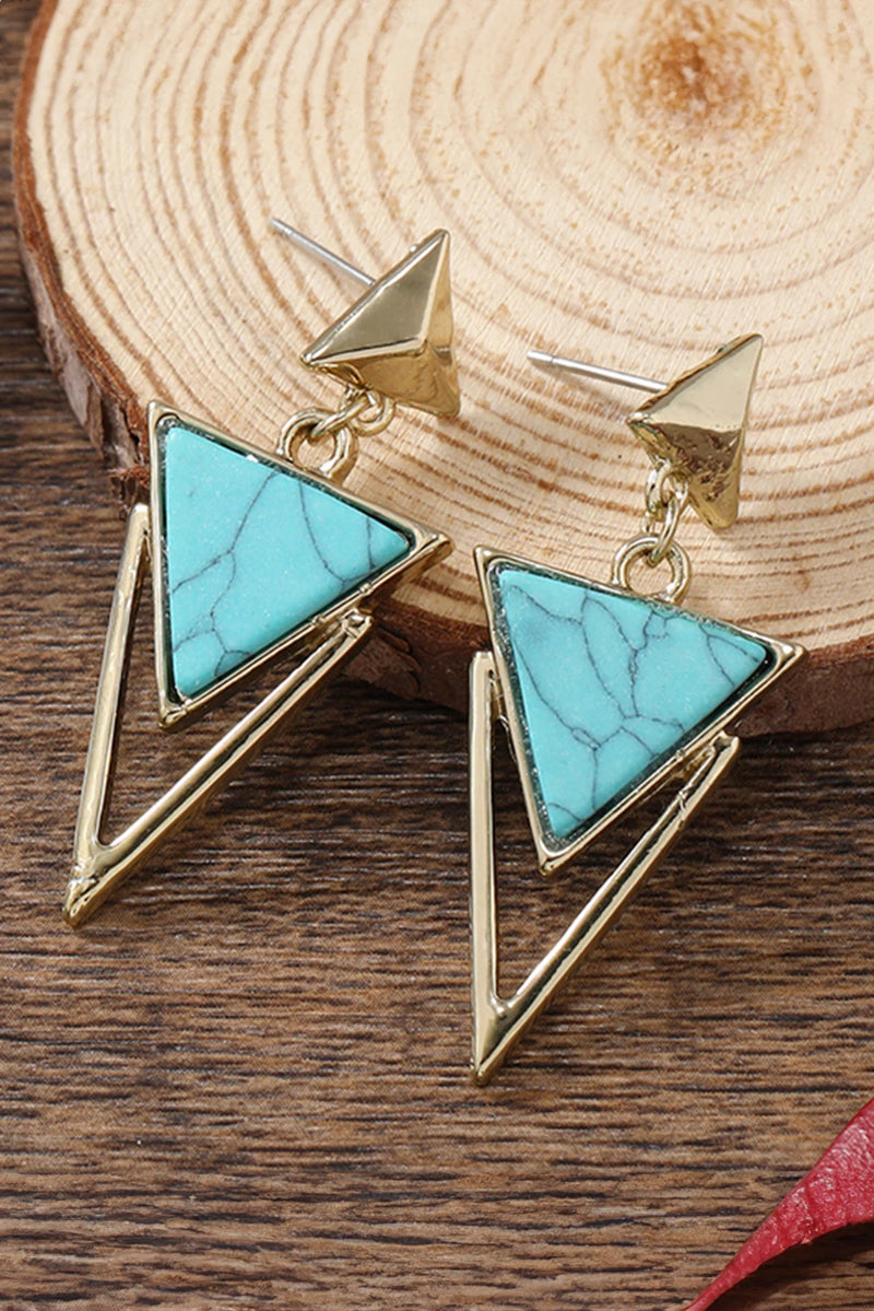 Load image into Gallery viewer, DLLER 20 - Three Triangles Turquoise Decor Stud Dangle Earrings
