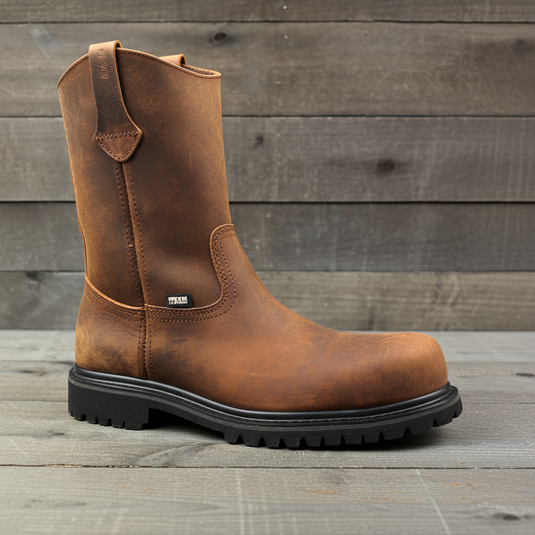 9002 - RockinLeather Men's Crazy Horse Round Steel Toe Boot