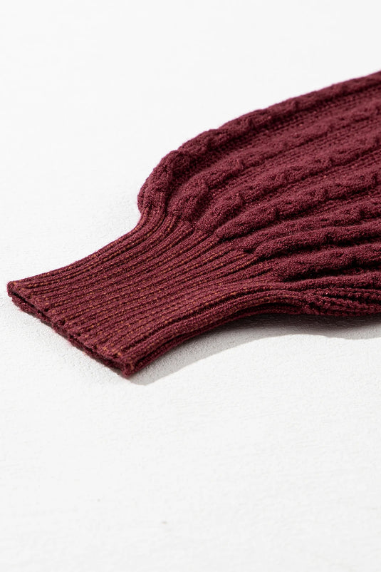 DLLS302 - Ladies Red Dahlia Textured Knit High Neck Drop Shoulder Sweater
