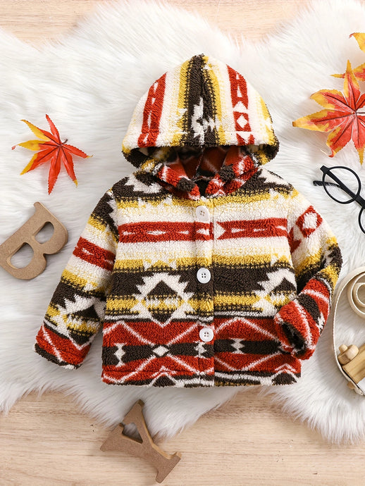 TMCHD31 - Brick Red Aztec Baby & Child Hooded Jacket