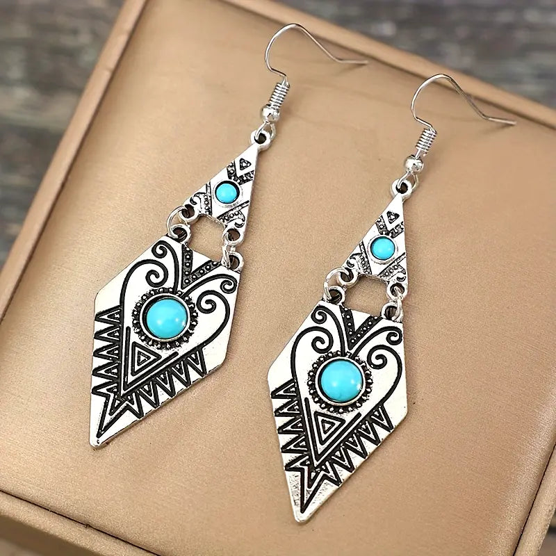 Load image into Gallery viewer, TMER3 - Turquoise Drop Shaped Earrings
