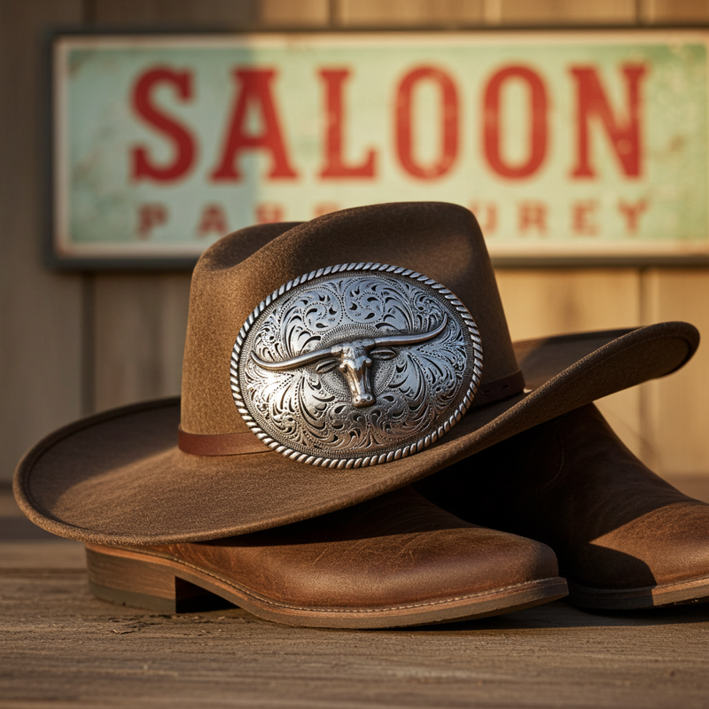 Load image into Gallery viewer, RLB503 - RockinLeather Silver Steer Head Oval Buckle

