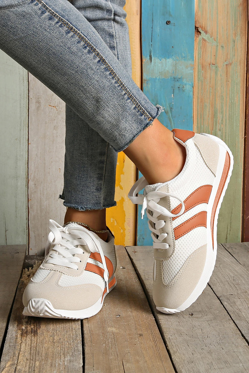 Load image into Gallery viewer, DLLSHOE 41 - Yellow Color Block Patchwork Breathable Lace-Up Sneakers
