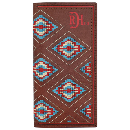 23225876W6 - Red Dirt Hat Company Rodeo Wallet Tooled W/Aztec Needlepoint