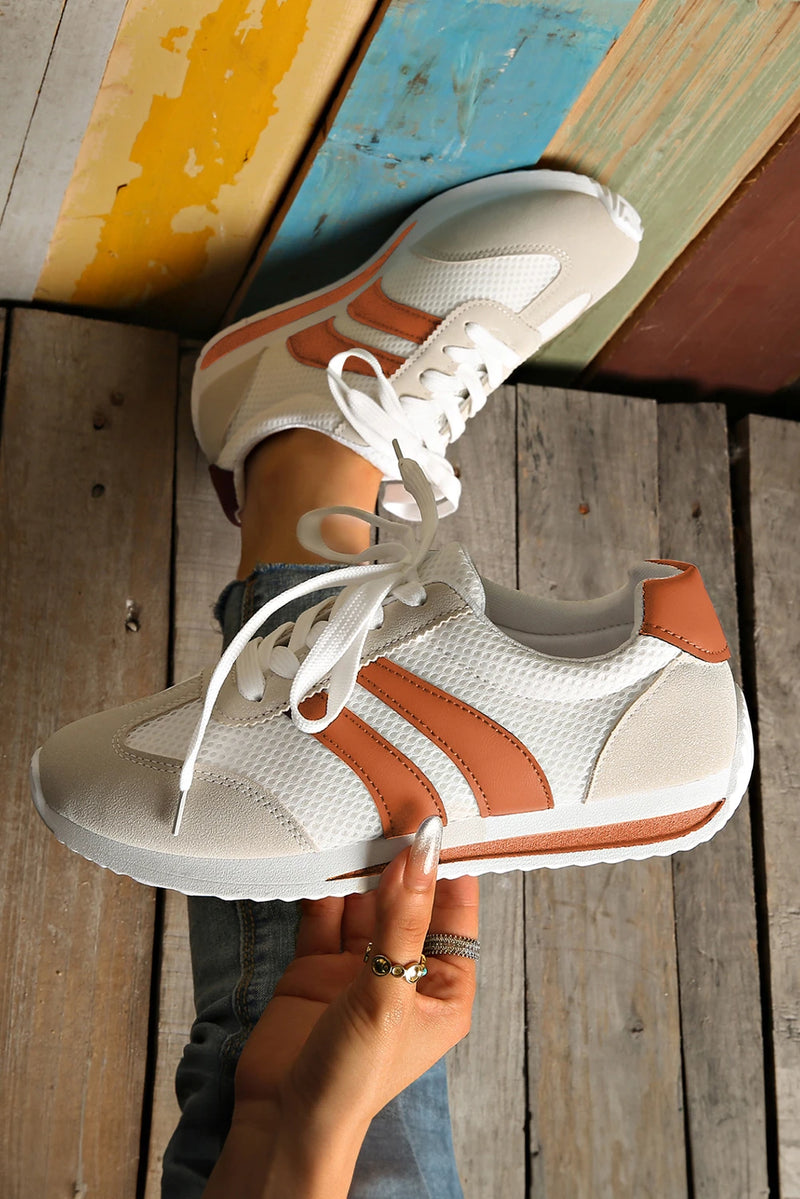 Load image into Gallery viewer, DLLSHOE 41 - Yellow Color Block Patchwork Breathable Lace-Up Sneakers
