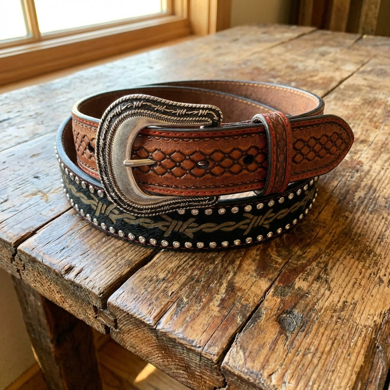 Load image into Gallery viewer, N2419867 - Nocona Belt with Barbwire Inlay
