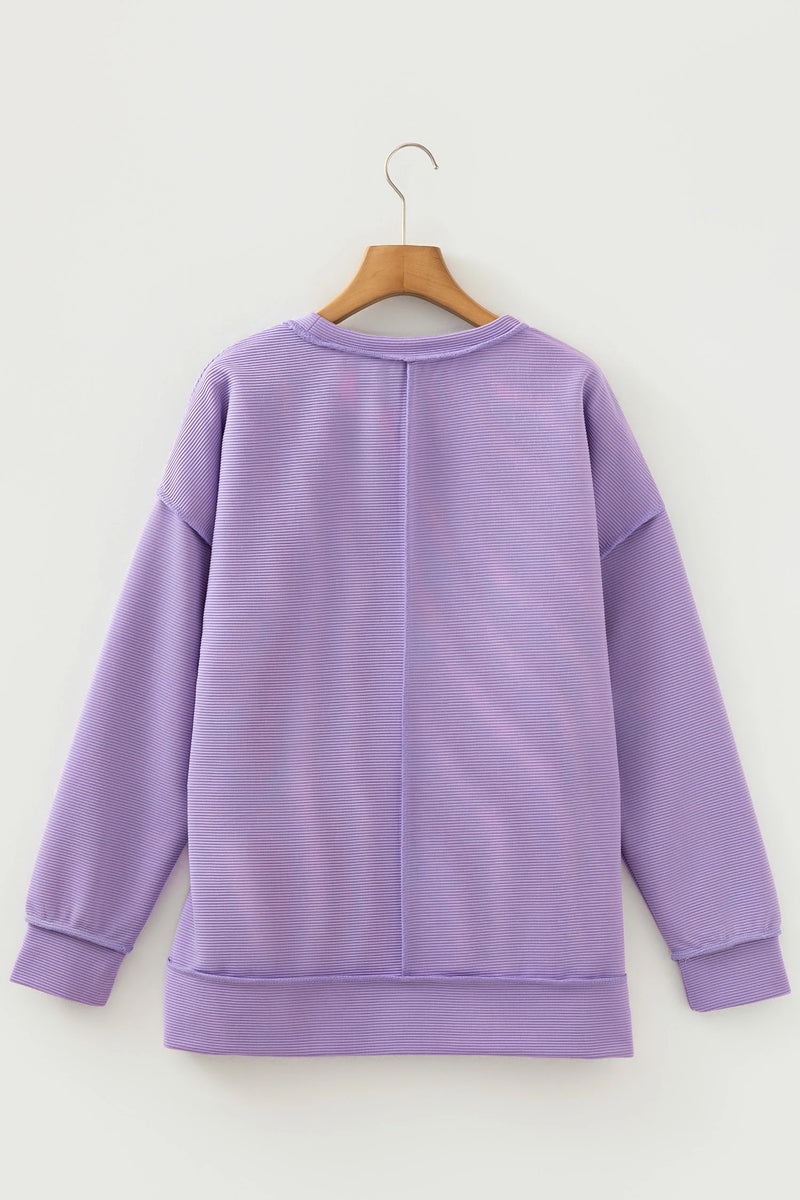Load image into Gallery viewer, DLLS456 - Ladies Lavendula Horizontal Ribbed Drop Shoulder Baggy Pullover

