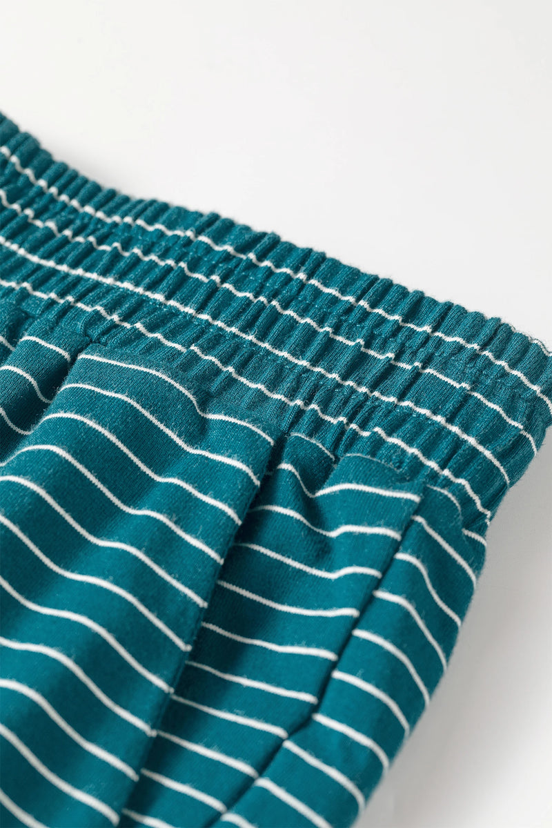 Load image into Gallery viewer, DLLS1085 - Ladies Green Stripe Long Sleeve Top Elastic Waist Pants Casual 2pcs Set
