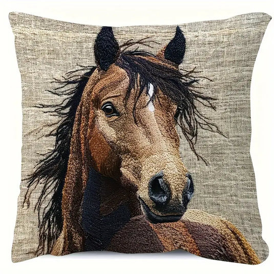 TMPL28 - Set of 2 Vintage Brown Horse 18