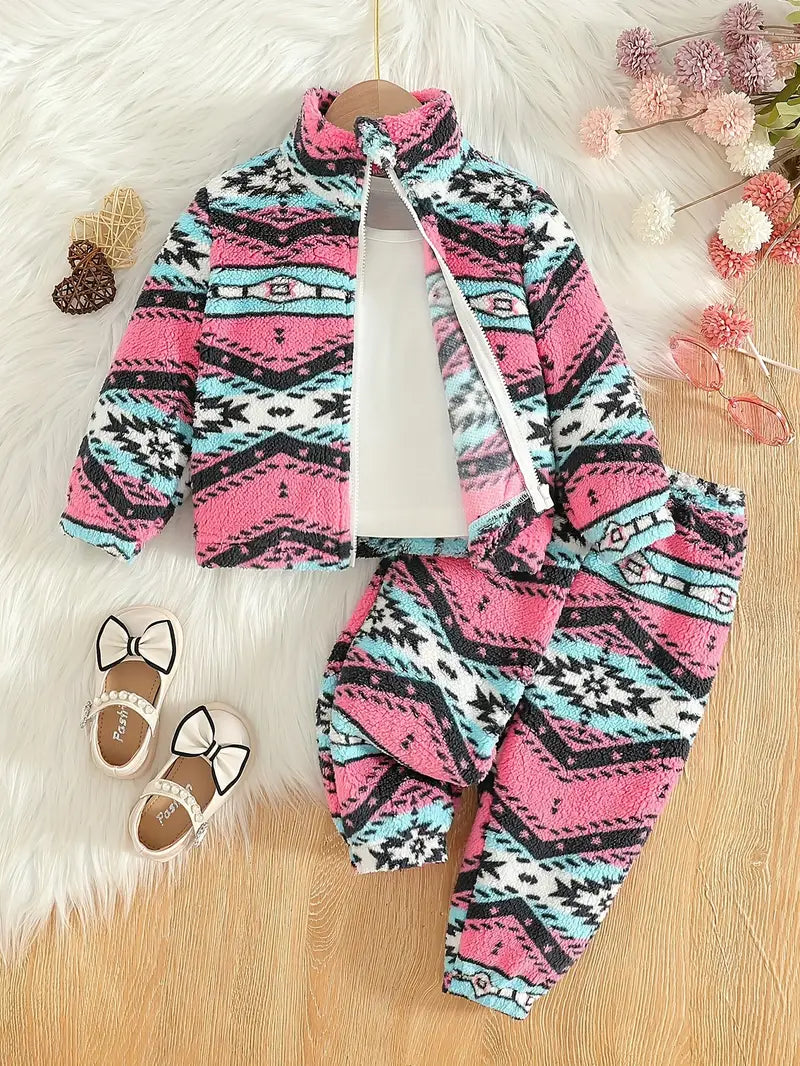Load image into Gallery viewer, TMCHD46 - Girls Baby &amp; Child Pink Aztec Print 2 Piece Outfit
