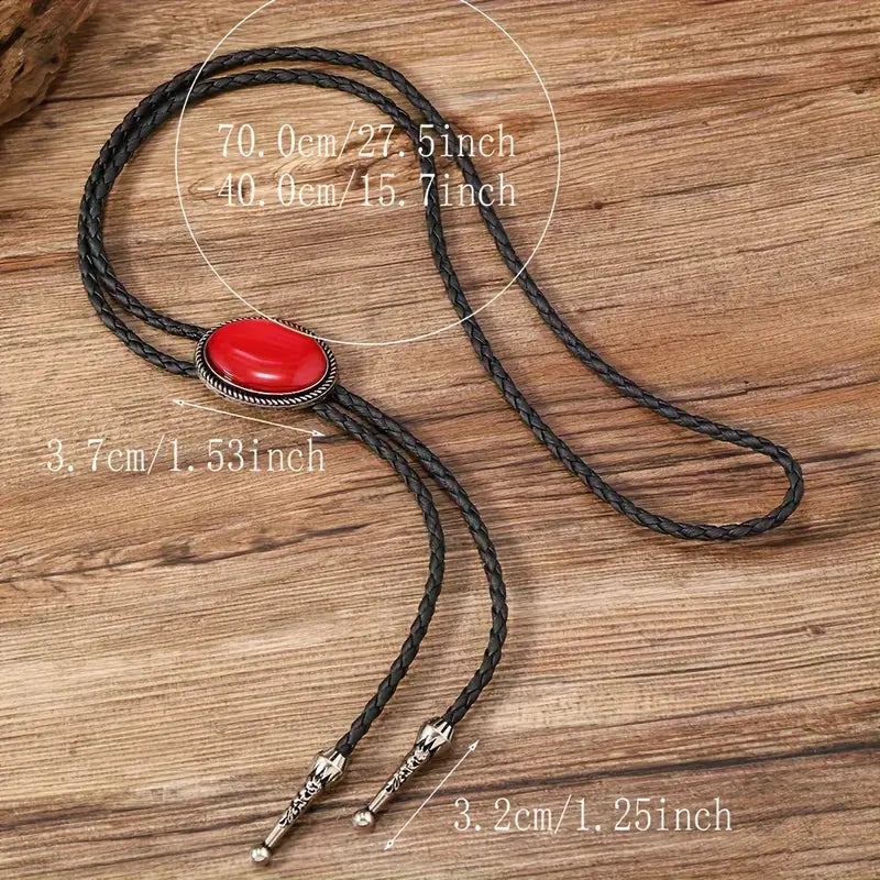 Load image into Gallery viewer, TMBLO14 - Red Faux Gemstone Bolo Tie
