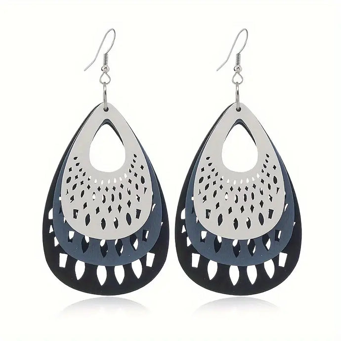 TMER92 - Bojo Lightweight Multi Color Wooden Wind Drop Earrings