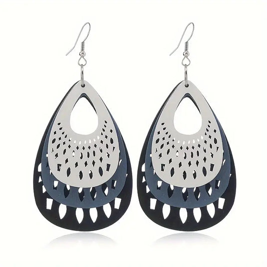 TMER92 - Bojo Lightweight Multi Color Wooden Wind Drop Earrings