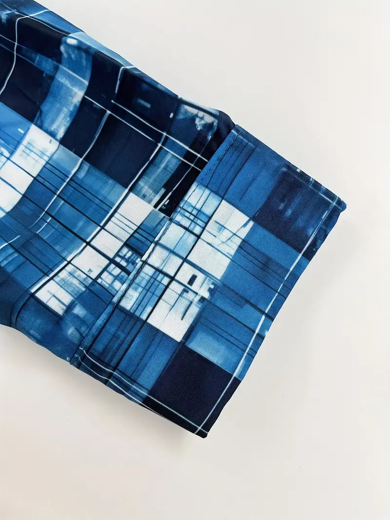 Load image into Gallery viewer, TMWST18 - Ocean Blue Checkered Western Shirt
