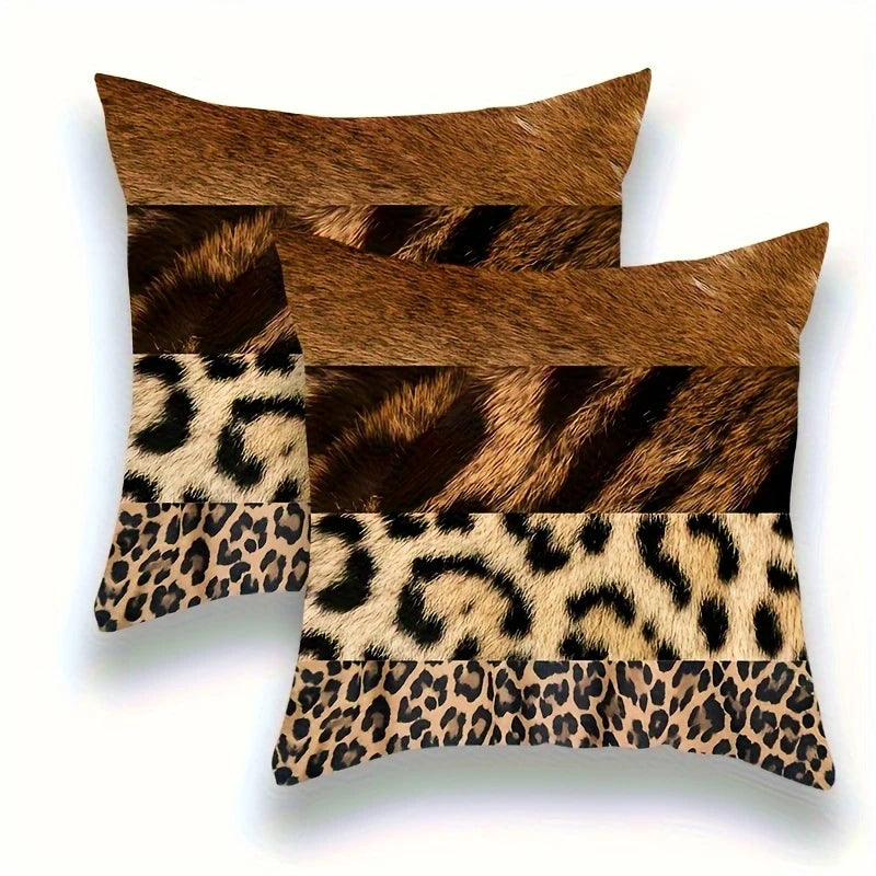 Load image into Gallery viewer, TMPL112 - 2 Piece Set - 18&quot; x 18&quot; Animal Print Throw Pillows
