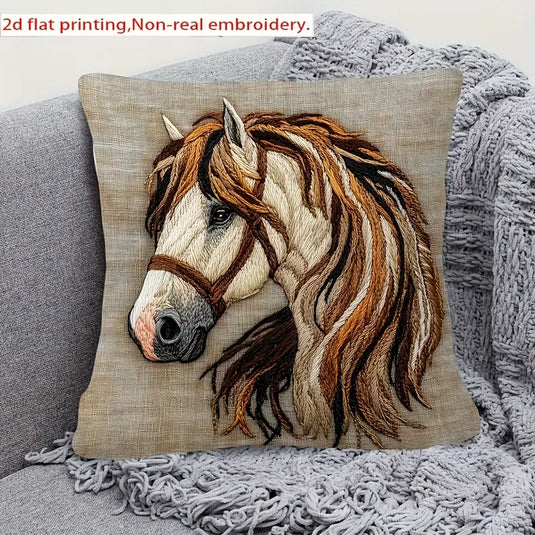 TMPL132 - 1 Piece - 18" x 18" Elegant Horse Throw Pillow