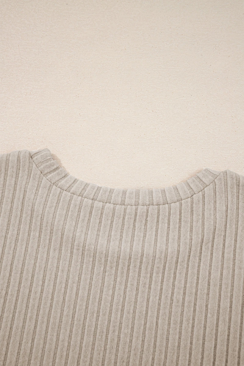 Load image into Gallery viewer, DLLS188 - Ladies Jet Stream Ribbed Texture Round Neck Long Sleeve Rounded Hem Knit Top
