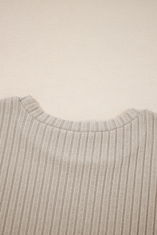 DLLS188 - Ladies Jet Stream Ribbed Texture Round Neck Long Sleeve Rounded Hem Knit Top
