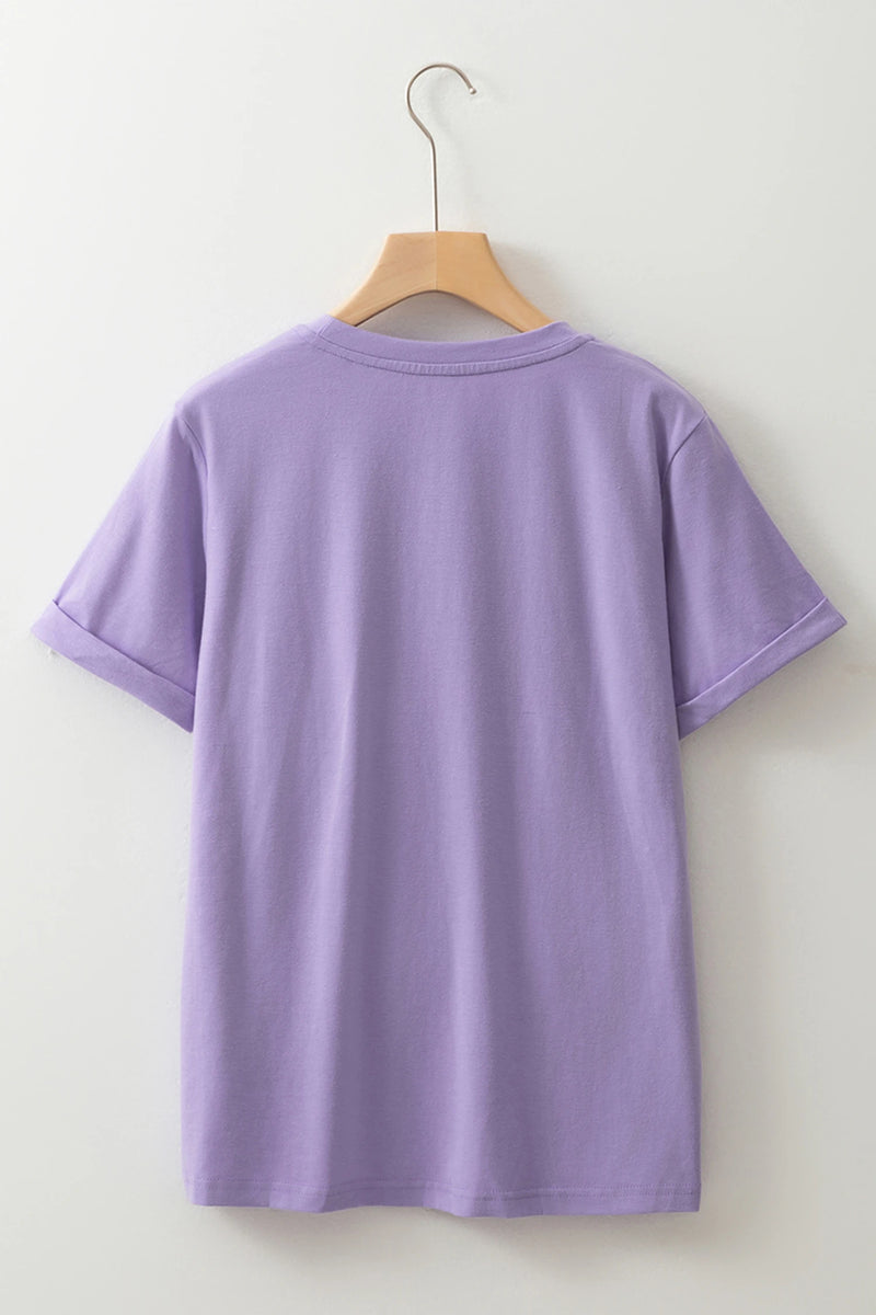 Load image into Gallery viewer, DLLS465 - Ladies Wisteria Easter Floral Cross Christian Casual Tee

