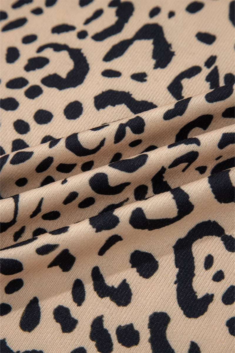 Load image into Gallery viewer, DLLS173 - Ladies Khaki Leopard Print Long Batwing Sleeve Loose Top
