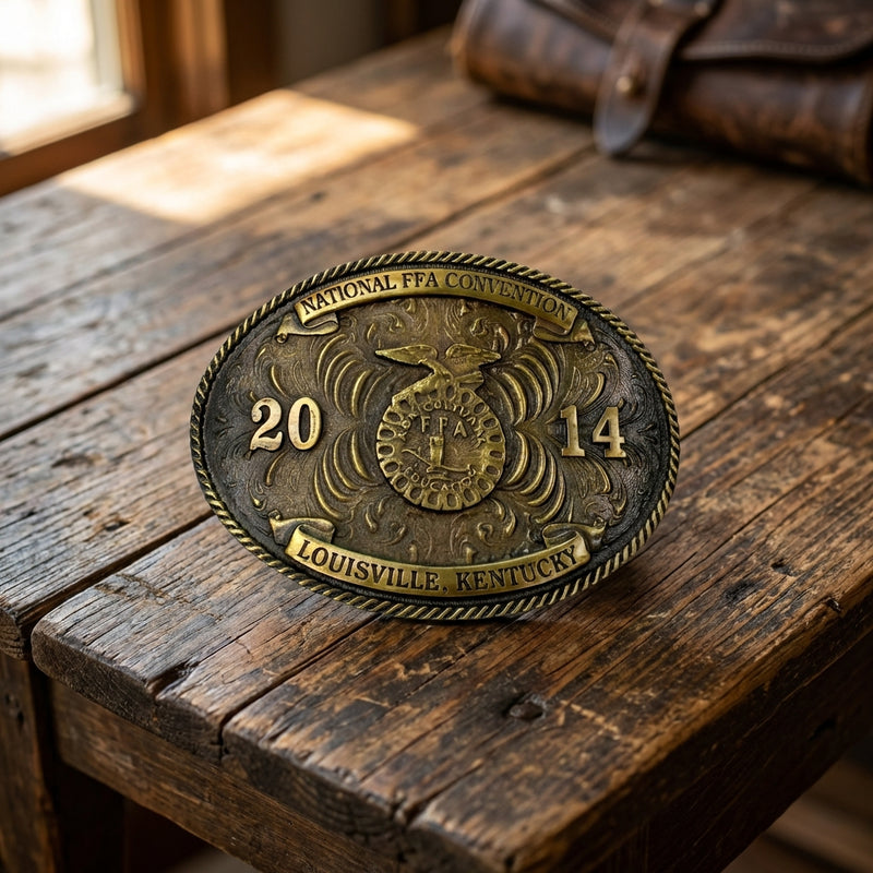 Load image into Gallery viewer, FFA 2014 - Montana Silversmith 2014 Collector Convention Buckle
