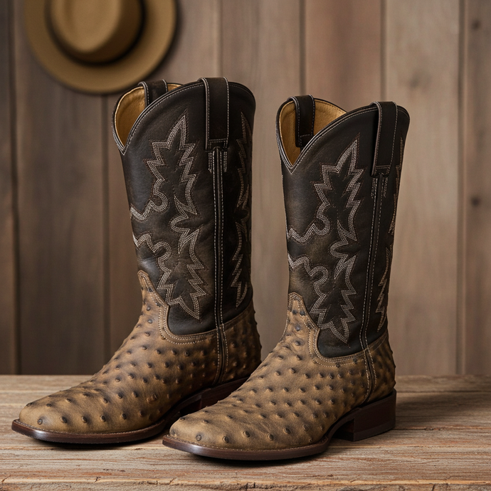 CP5003 - Cowboy Prayer Men's Ostrich Print Western Boot