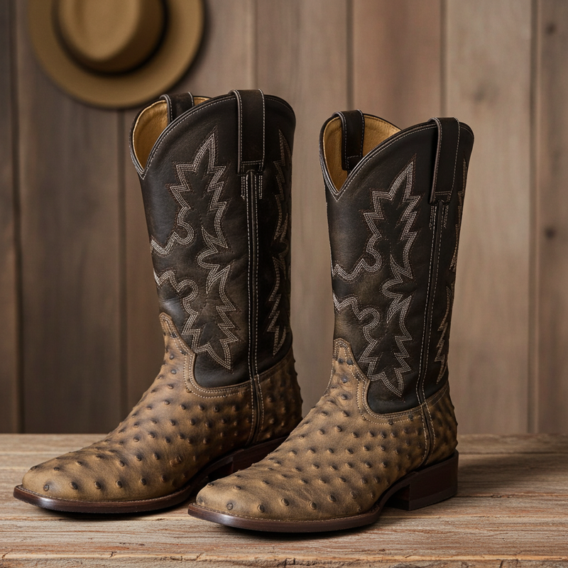 Load image into Gallery viewer, CP5003 - Cowboy Prayer Men&#39;s Ostrich Print Western Boot
