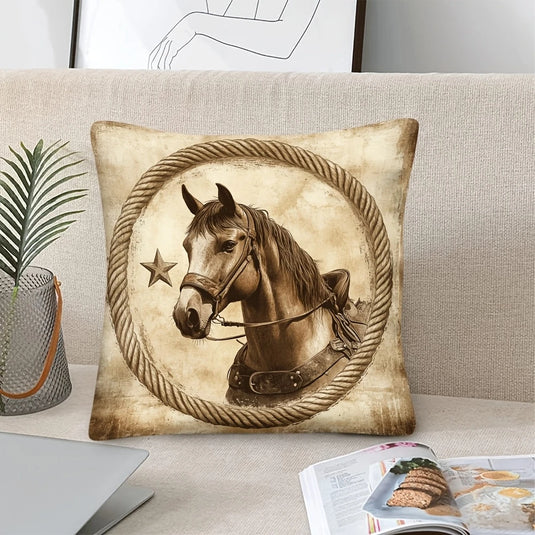TMPL15 - 1 Piece Horse Print Throw Pillow