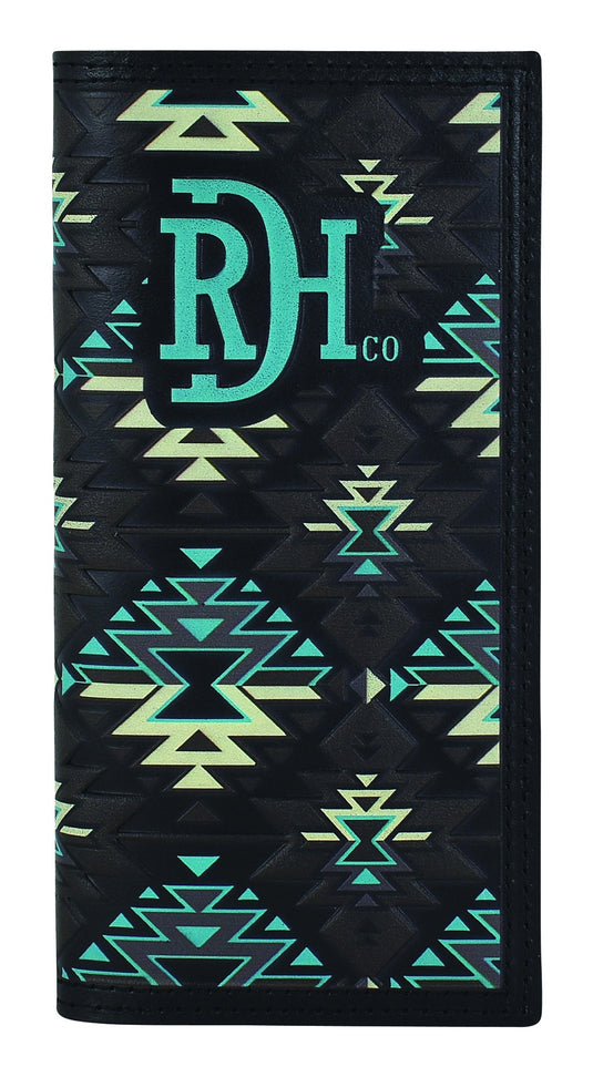 24068876W4 - Red Dirt Hat Company Rodeo Wallet Black w/Turquoise Design