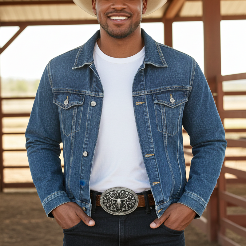 Load image into Gallery viewer, RLB509 - RockinLeather Silver W/Black Underlay Steer Head Belt Buckle
