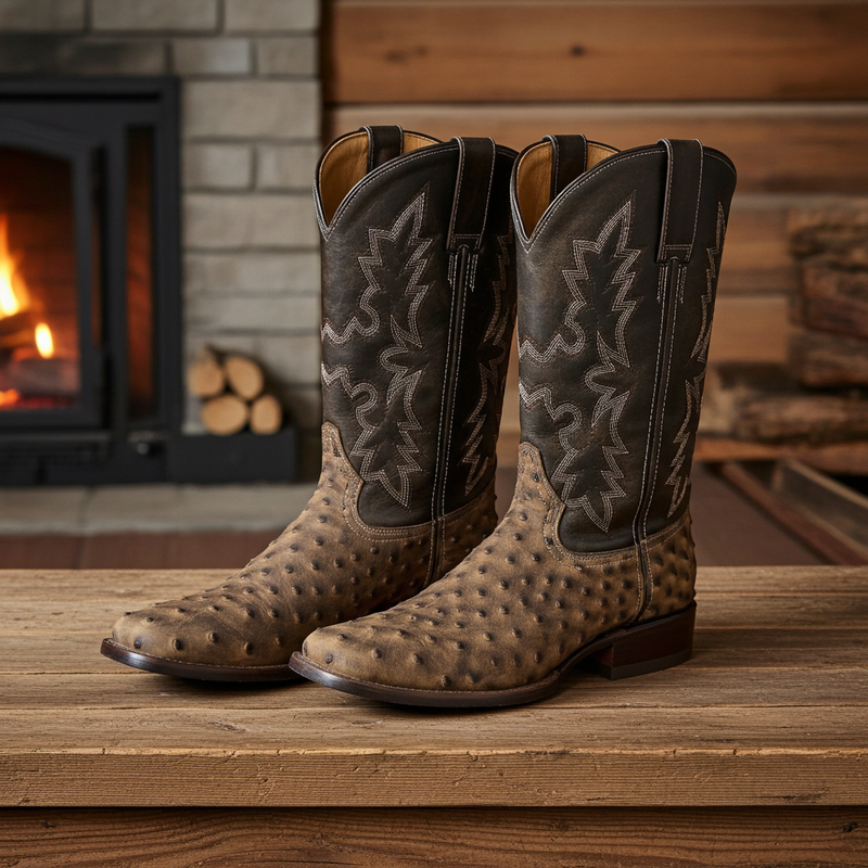 Load image into Gallery viewer, CP5003 - Cowboy Prayer Men&#39;s Ostrich Print Western Boot
