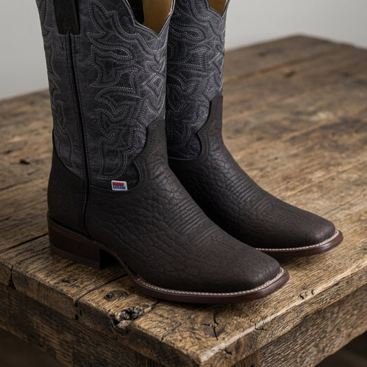 1246 - RockinLeather Men's Black Bull Shoulder Western Boot