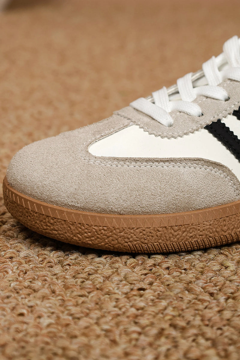 Load image into Gallery viewer, DLLSHOE 147 - White PU Leather Color Block Varsity Lace Up Flat Shoes
