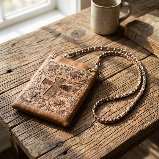 Rainbow Purse 9 - Brown with Cross