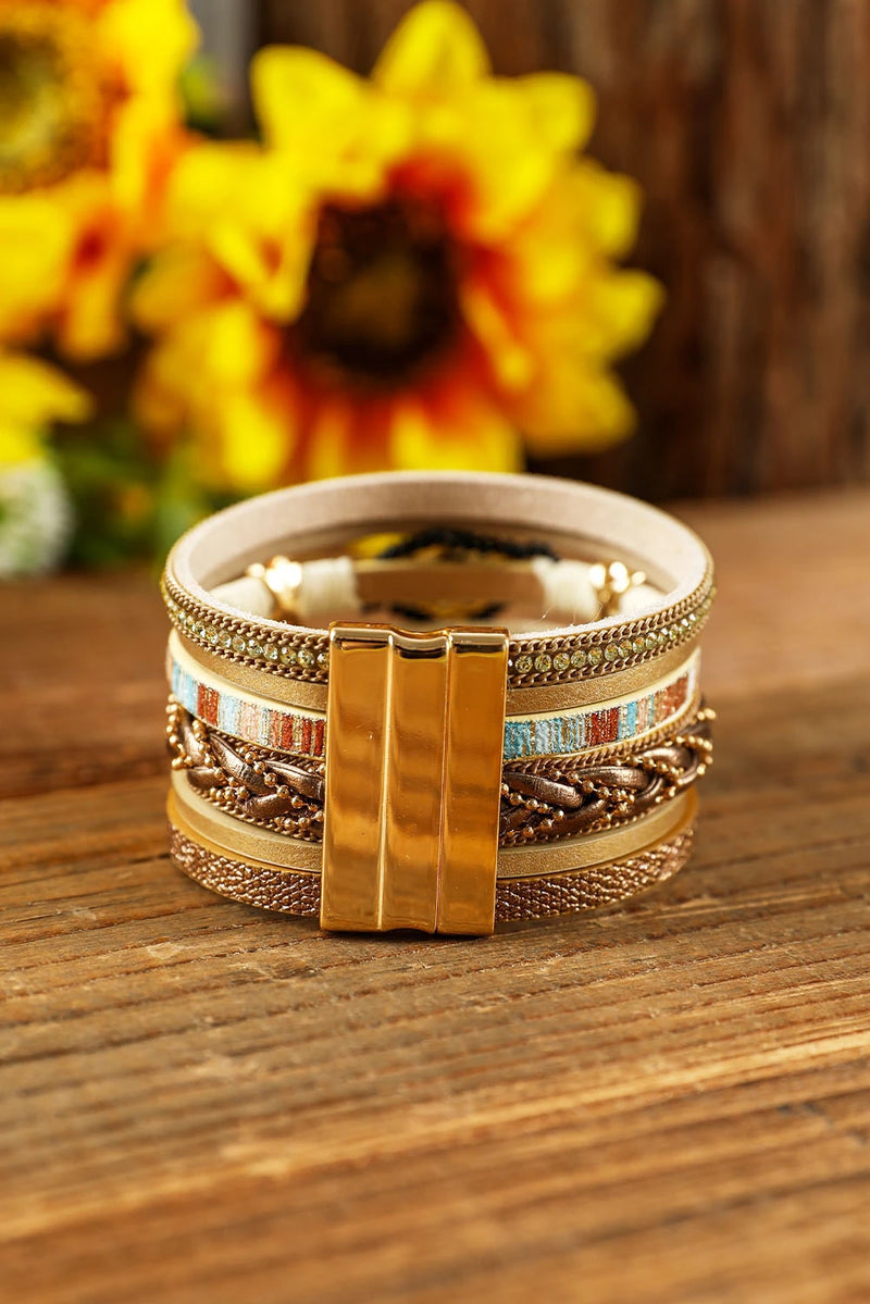 Load image into Gallery viewer, DLLBC 5 - Multicolour Rhinestone Beaded Magnetic Buckle Bracelet
