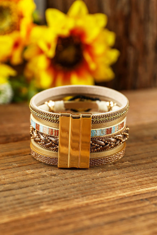 DLLBC 5 - Multicolour Rhinestone Beaded Magnetic Buckle Bracelet