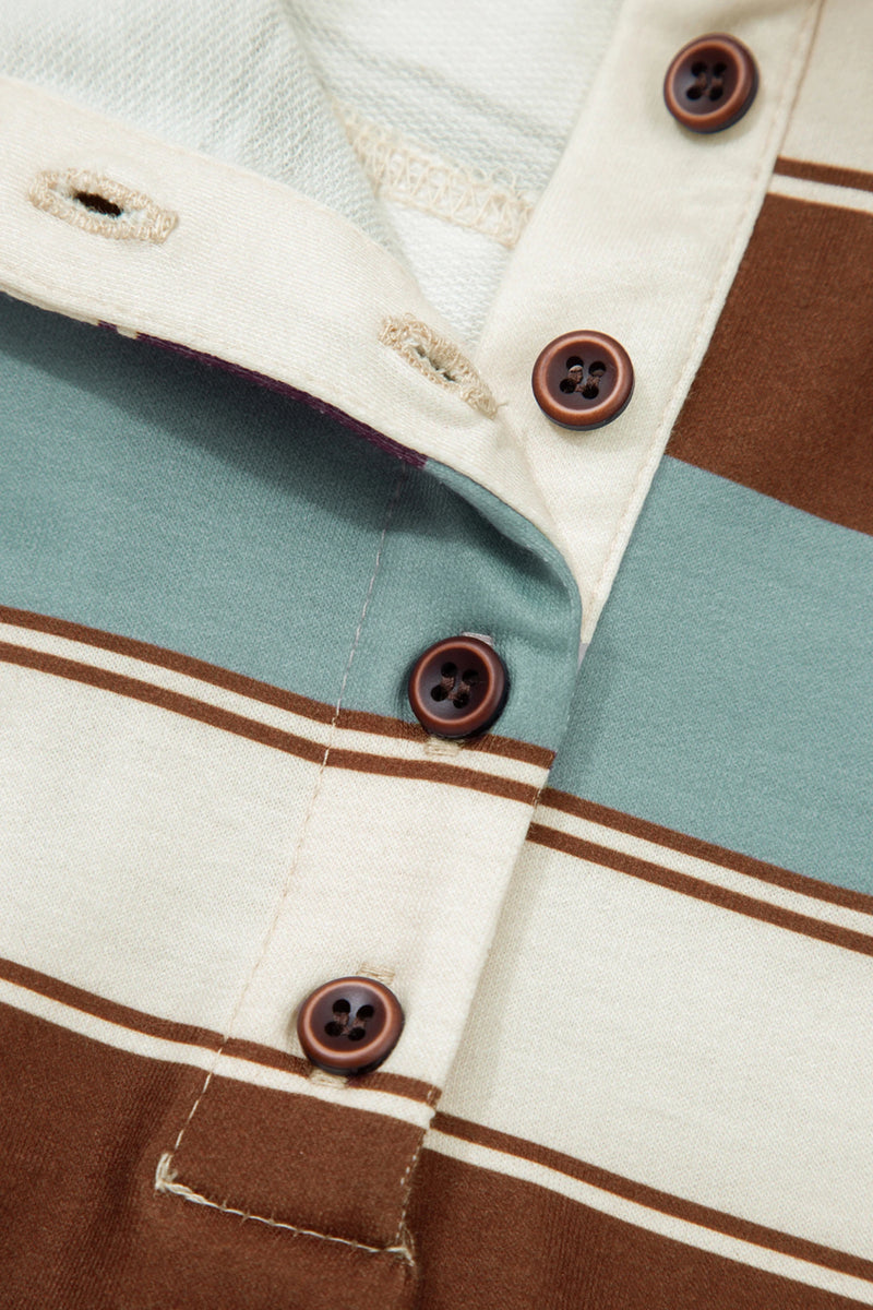Load image into Gallery viewer, DLLS500 - Ladies Stripe Polo Collar Tee Drawstring Waist Patchwork 2pcs Short Set
