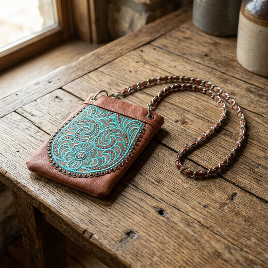 Rainbow Purse 6 - Brown with Teal Design