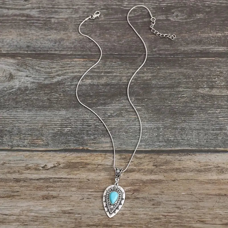 Load image into Gallery viewer, TMNK8 - Waterdrop Turquoise Pendant Necklace
