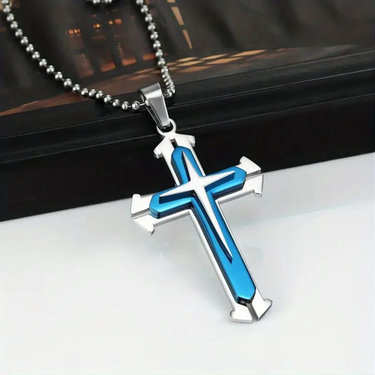TMNK7 - Men's MultiLayer Cross Necklace