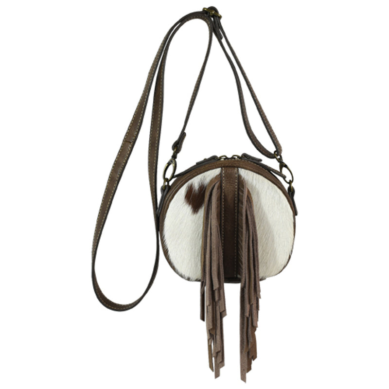 Load image into Gallery viewer, 22094835HAR - Tony Lama Canteen Crossbody Hair-On Hide With Fringe
